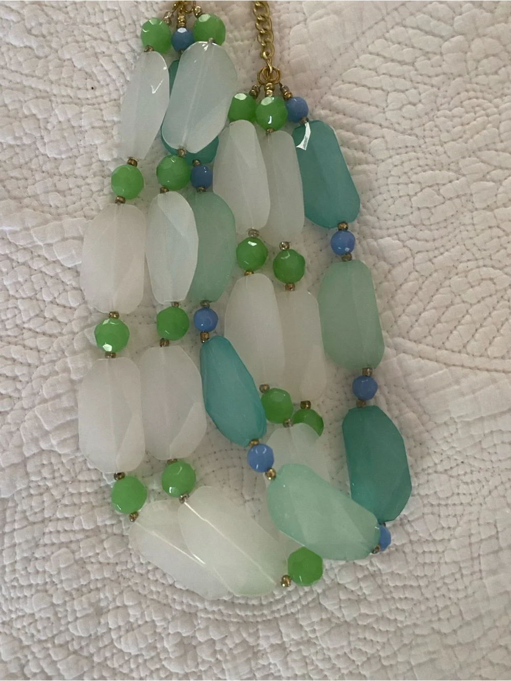 Statement Necklace Green White & Blue